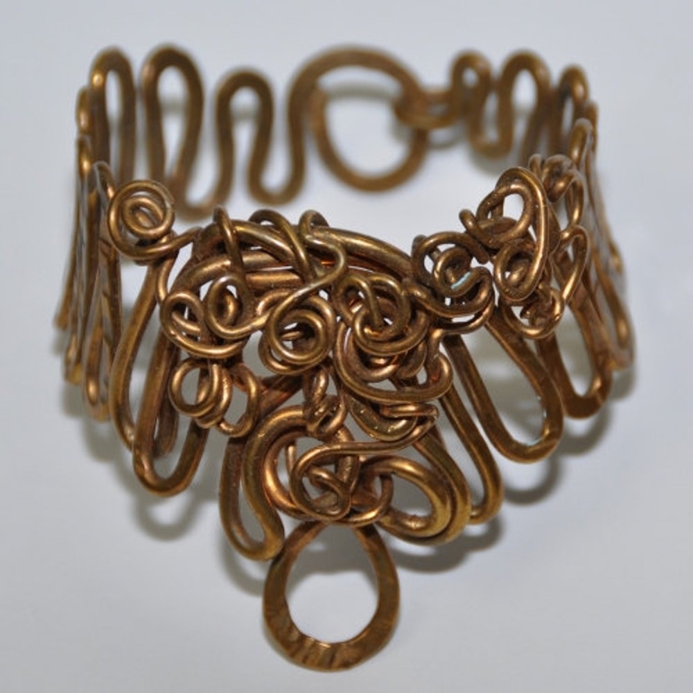 Vintage Midcentury Artisan Twisted Copper Bracelet